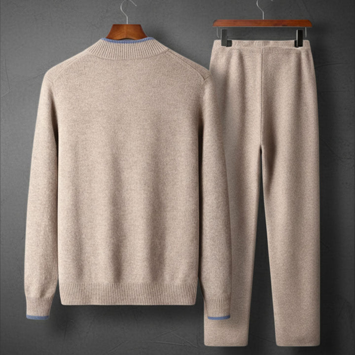 Mens knit zip tracksuit set two-piece, view 4
