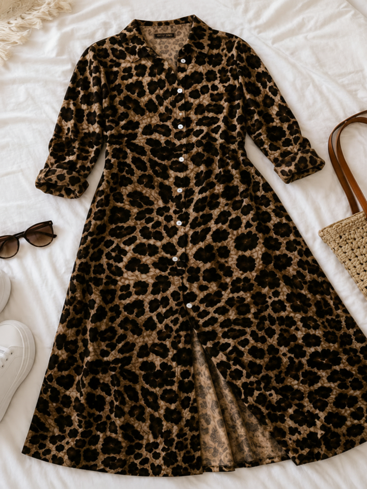 Womens leopard print maxi dress, view 5