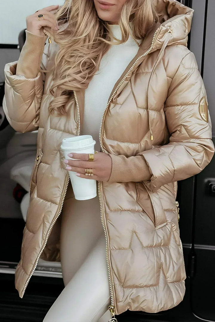 Brynn | Quilted Nylon Hooded Puffer Jacket Zip