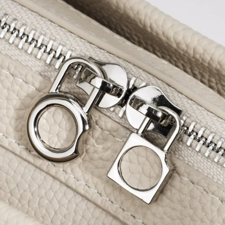 Mara | Light Leather Shoulder Bag Zip Top Handles