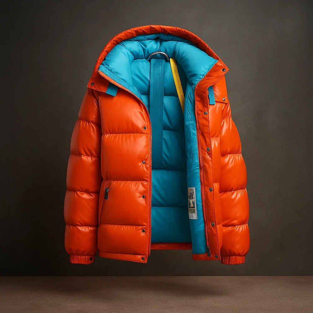 River | Quilted Hooded Puffer Jacket Snap Button