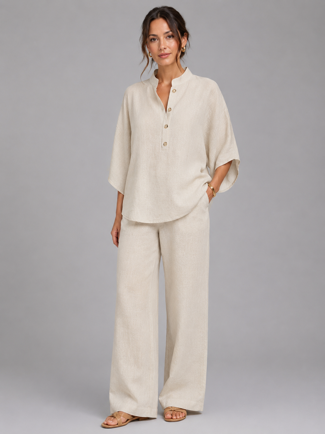 Addison womens linen wide-leg trouser set
