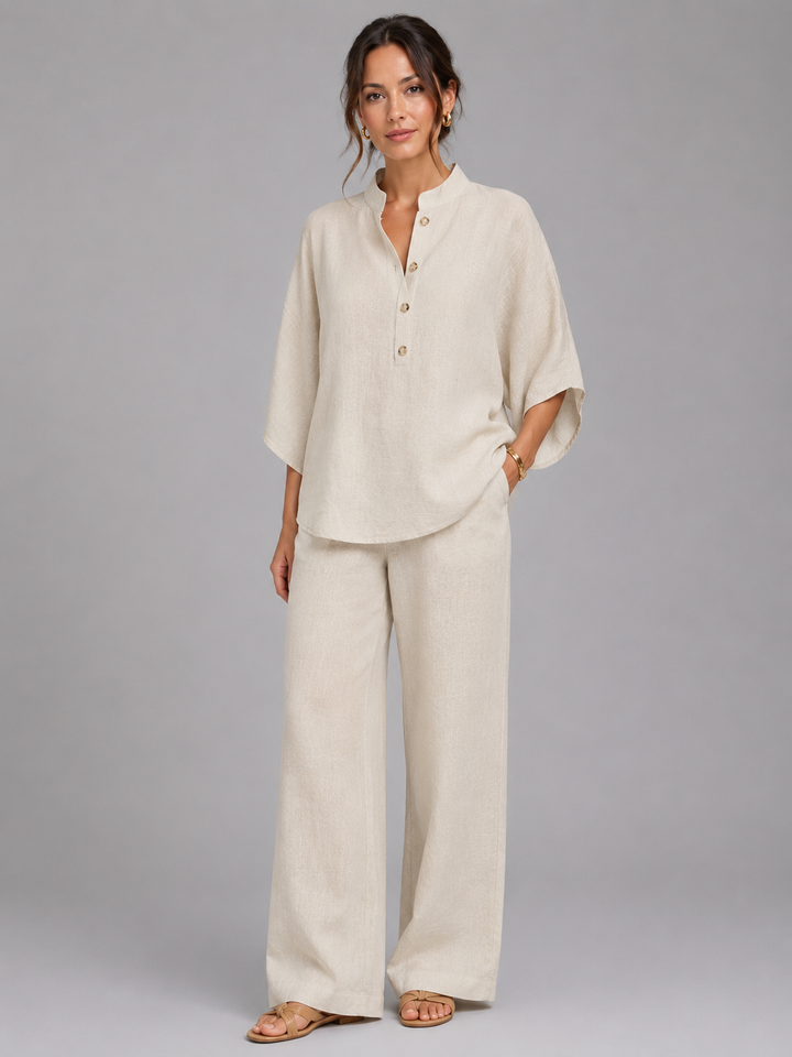 Addison womens linen wide-leg trouser set