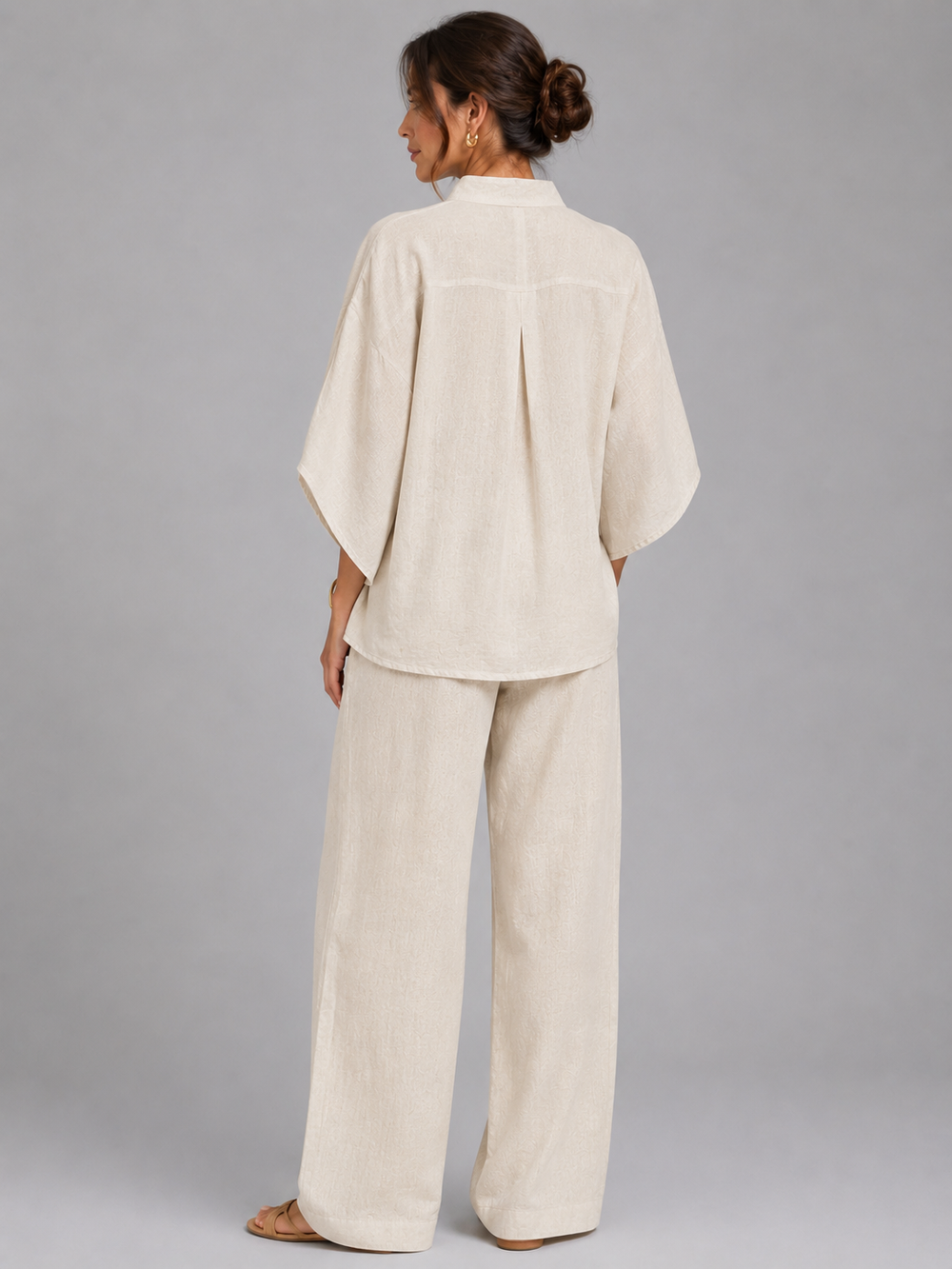 Addison womens linen wide-leg trouser set