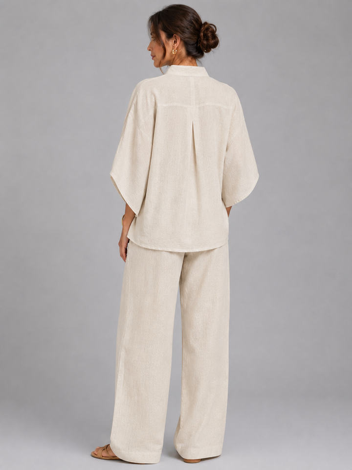 Addison womens linen wide-leg trouser set