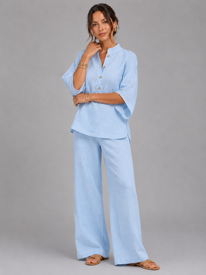 Addison womens linen wide-leg trouser set
