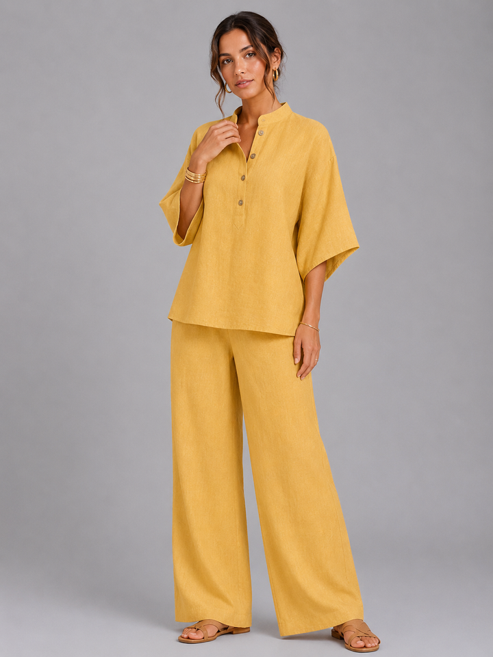 Addison womens linen wide-leg trouser set