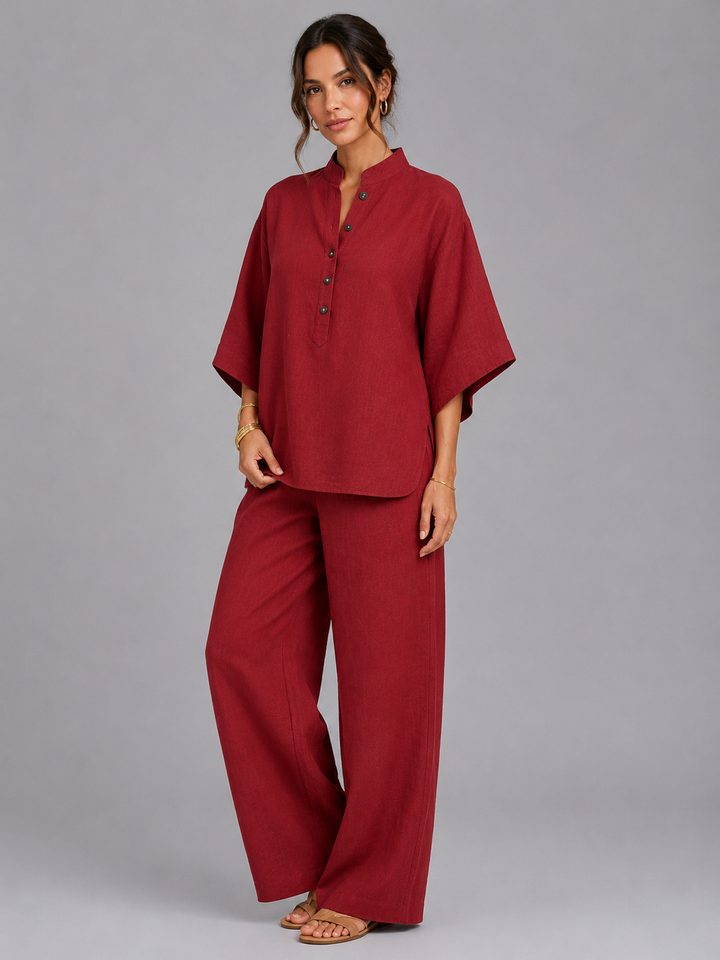 Addison womens linen wide-leg trouser set