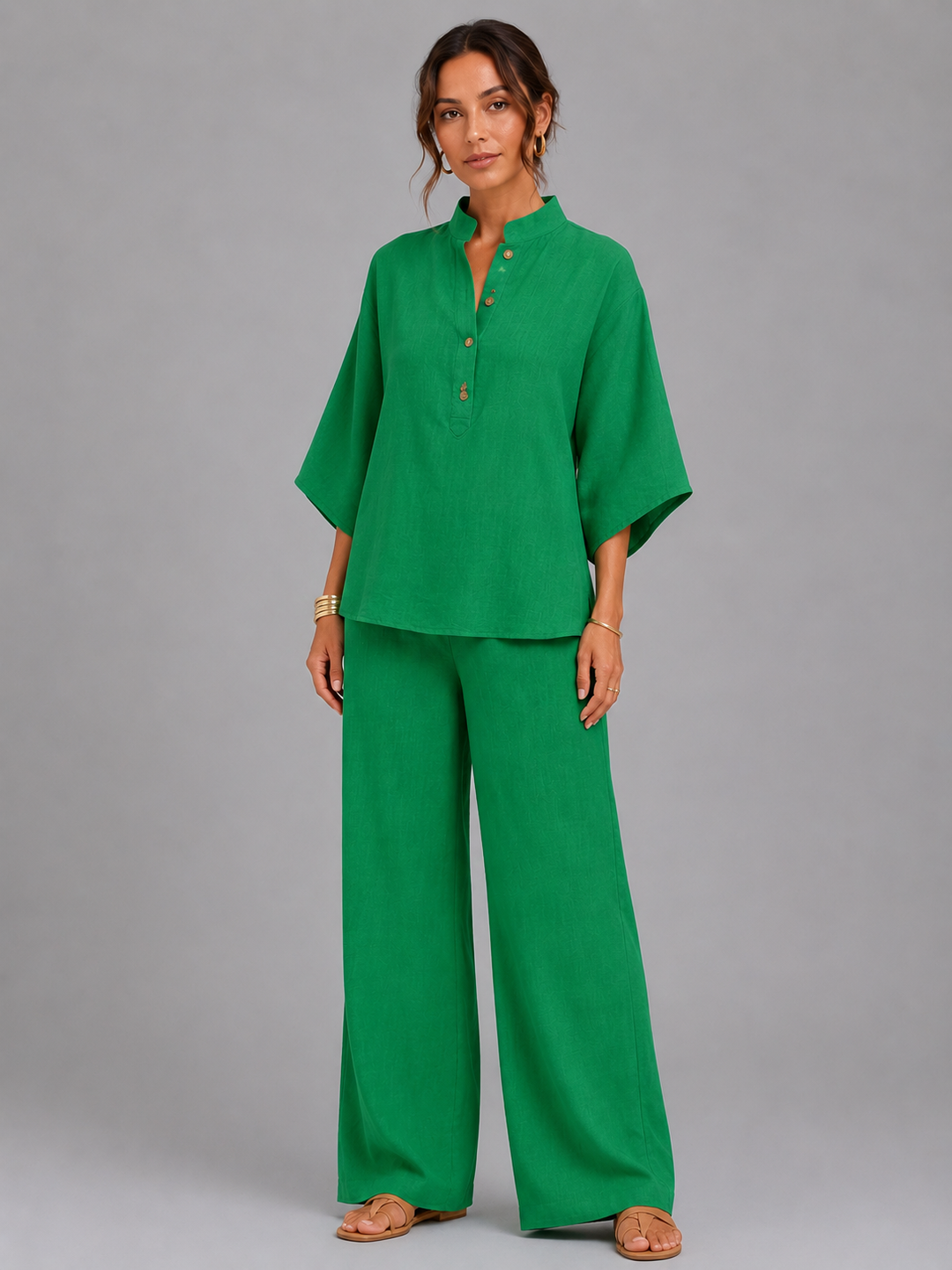 Addison womens linen wide-leg trouser set