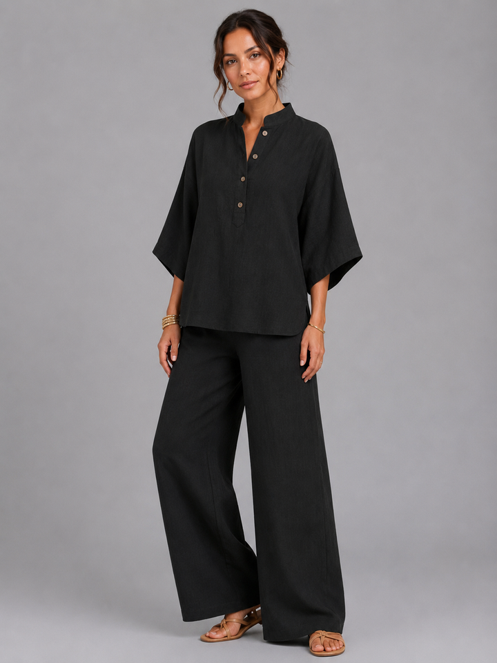 Addison womens linen wide-leg trouser set