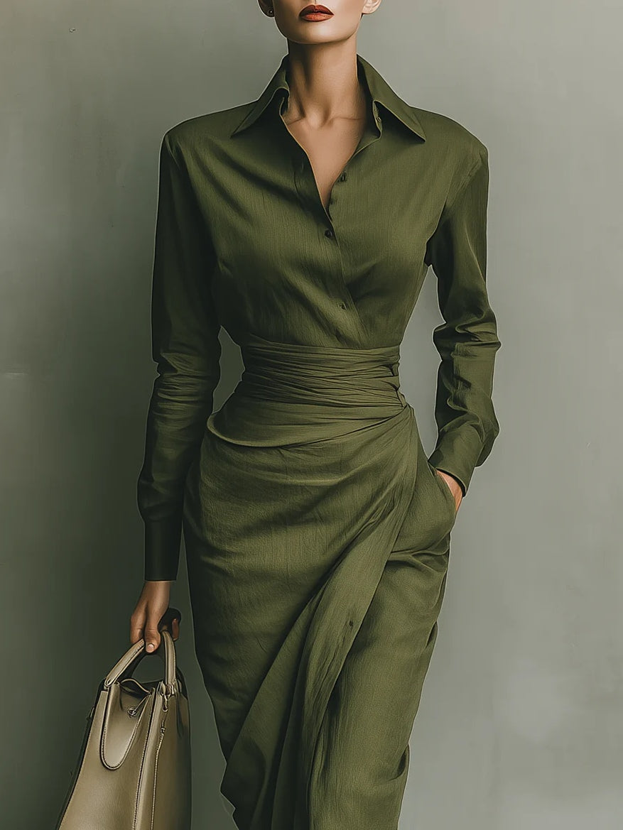 Womens long sleeve fall midi dress, view 2