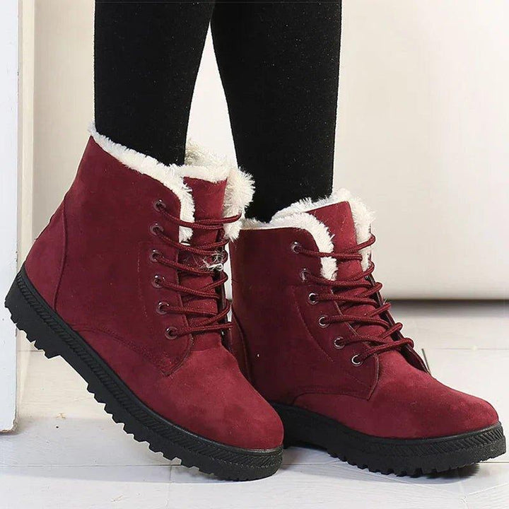 Womens sherpa-lined lace-up snow boots, view 3