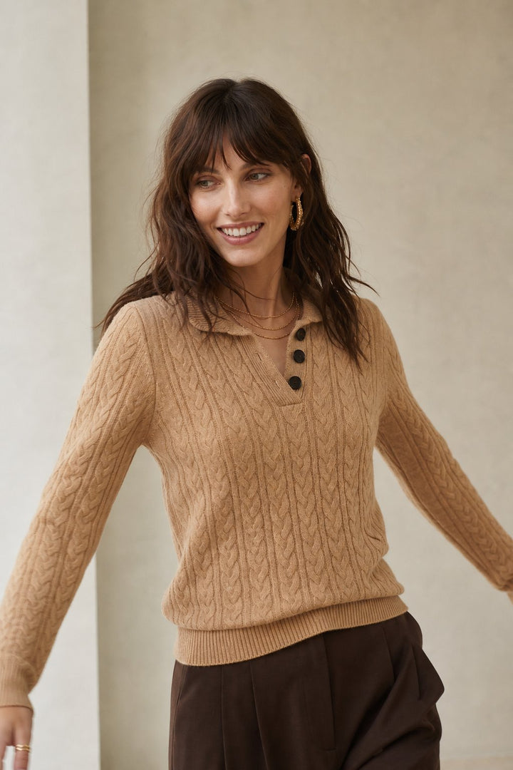 Jade | Cable Knit Button Wool Sweater