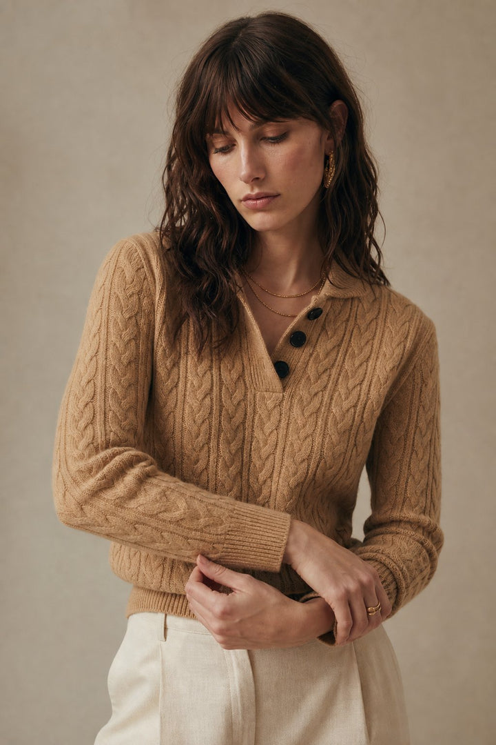 Jade | Cable Knit Button Wool Sweater