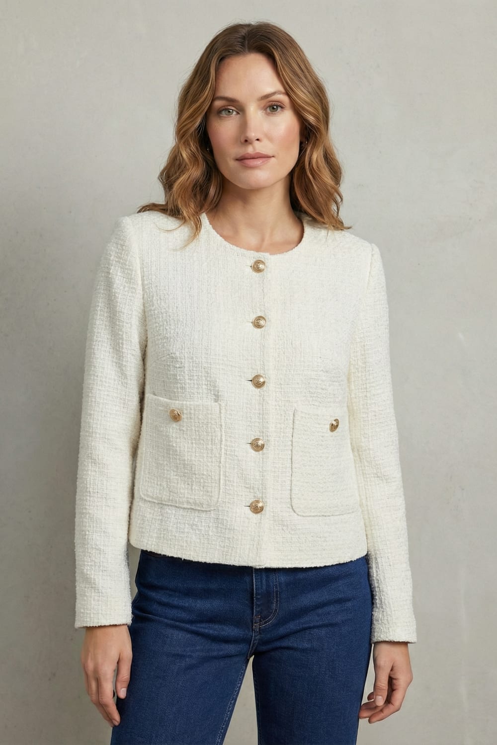 Colette | Womens Tweed Boucle Cropped Jacket
