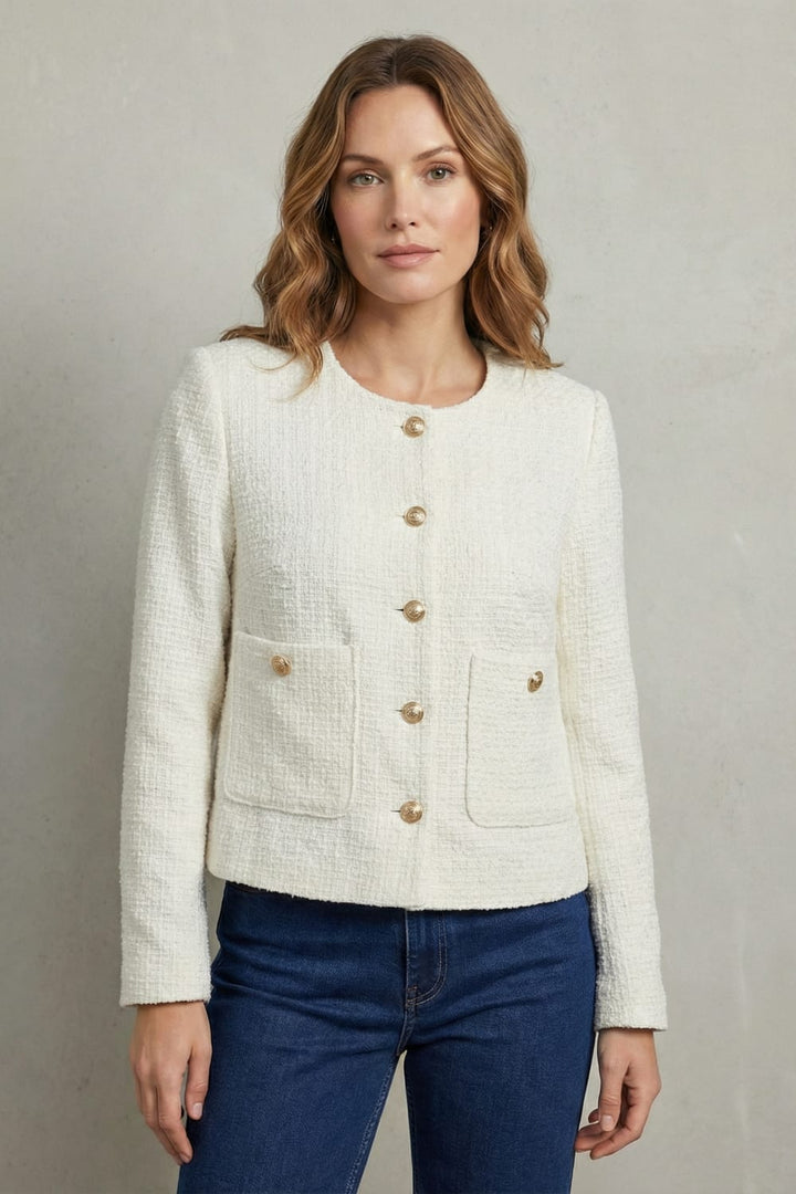 Colette | Womens Tweed Boucle Cropped Jacket
