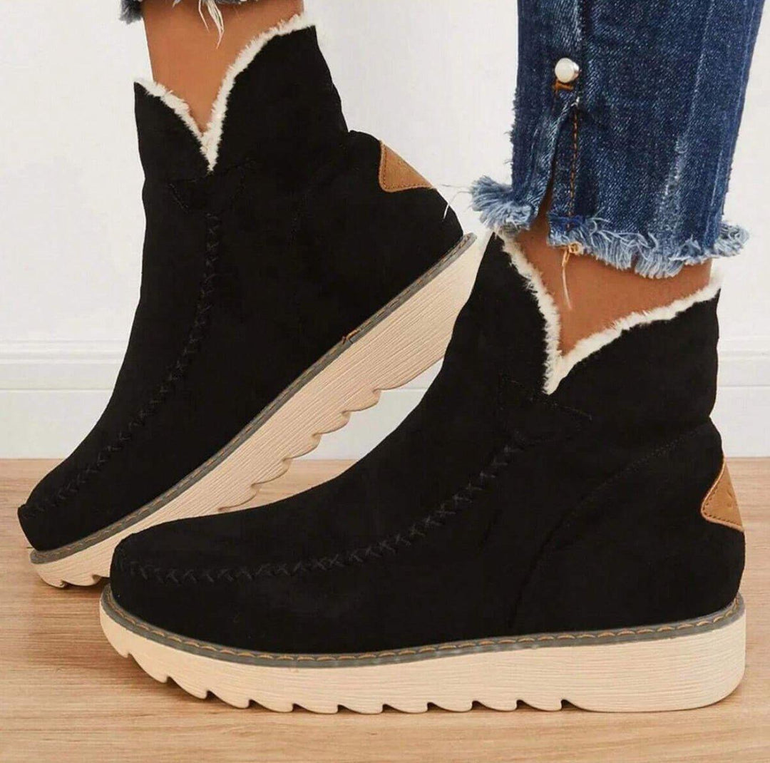 Womens sherpa lined platform ankle boots, view 1