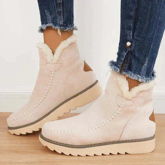 Womens sherpa lined platform ankle boots, view 2