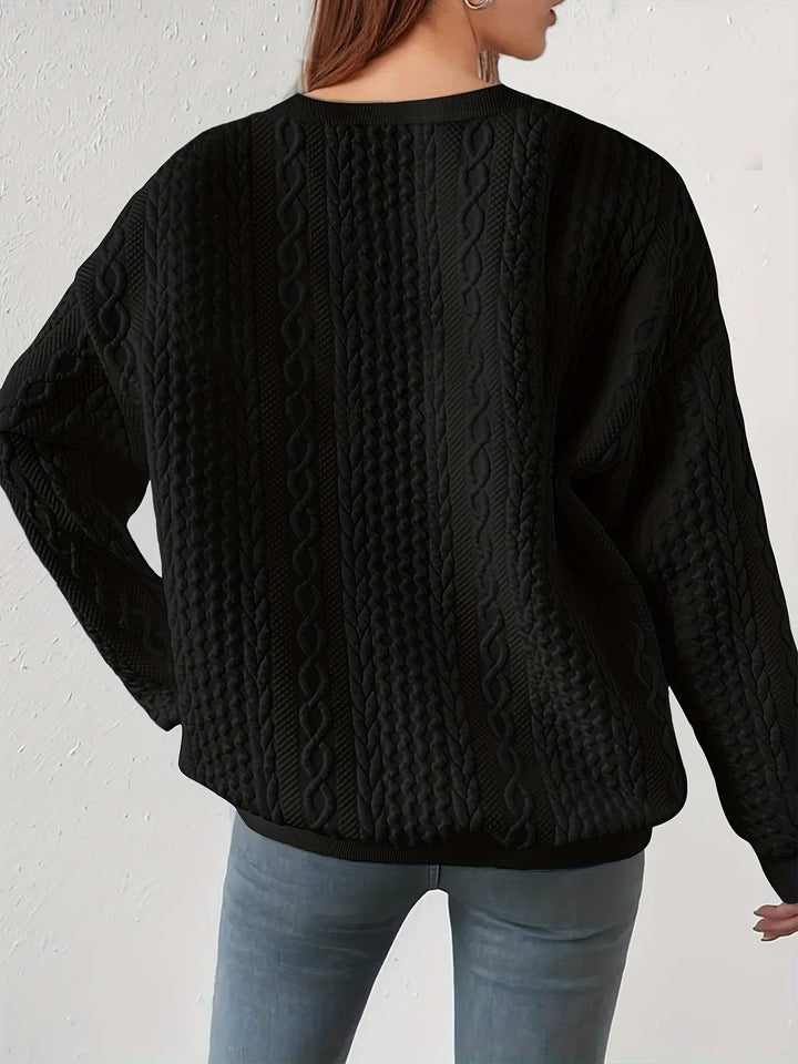 Womens oversized cable knit sweatshirt, view 6