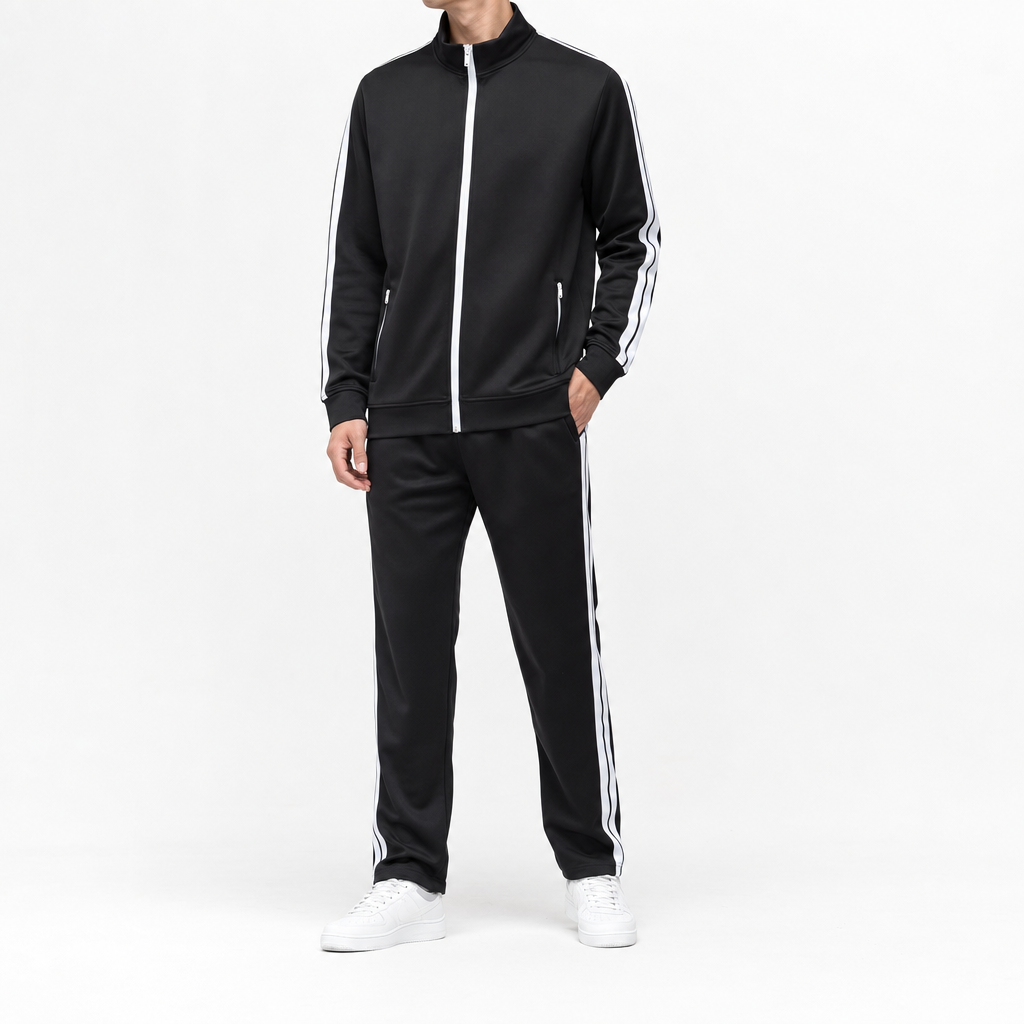 Finn mens striped tracksuit set black