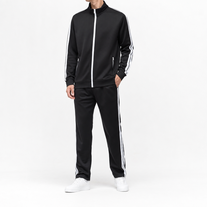 Finn mens striped tracksuit set black