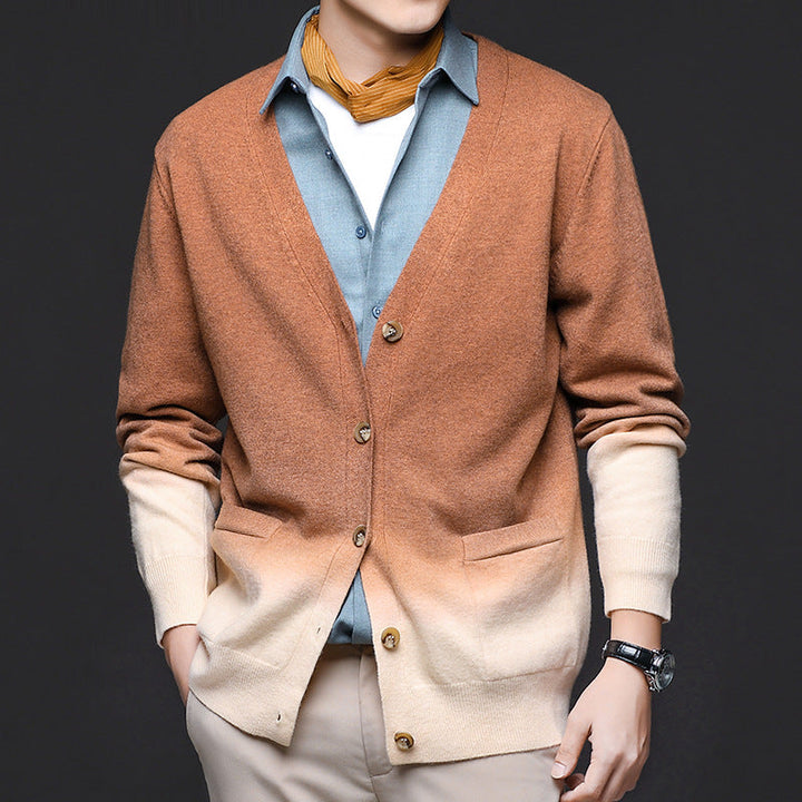 Fred | Mens Button Front Gradient Cardigan
