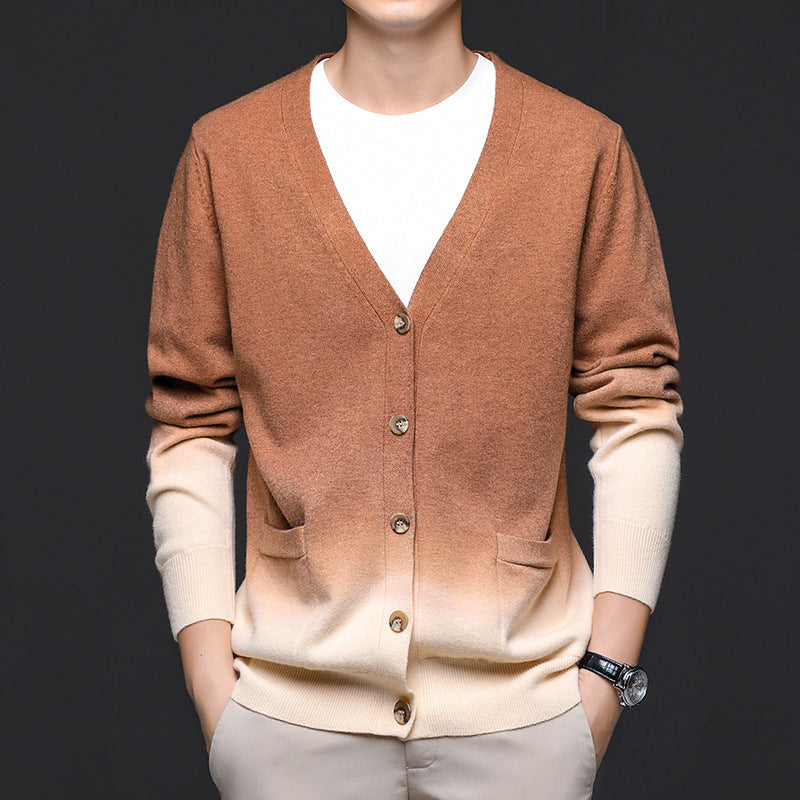 Fred | Mens Button Front Gradient Cardigan