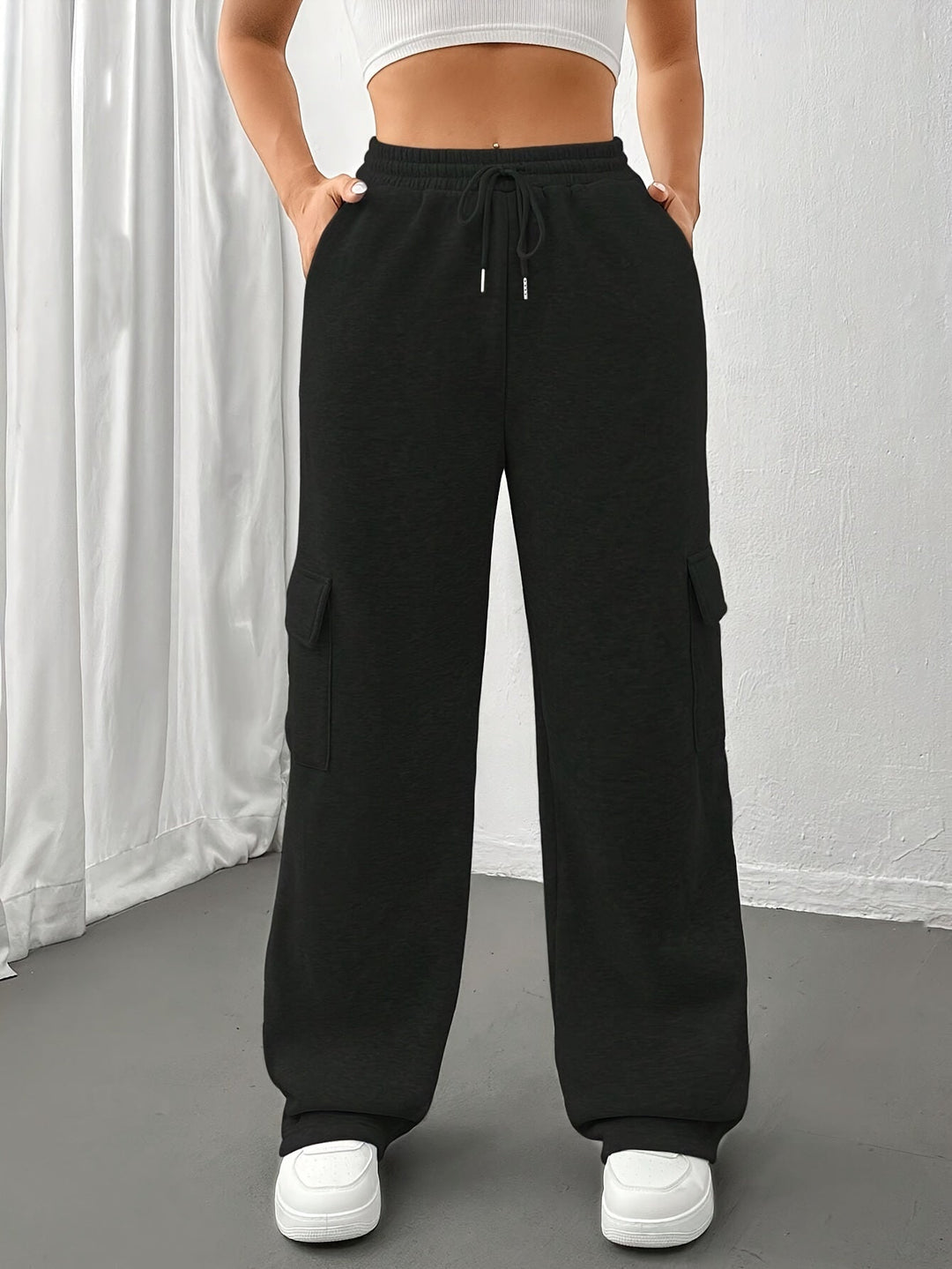Sutton | Relaxed Fit Fleece Cargo Sweatpants Wide Leg