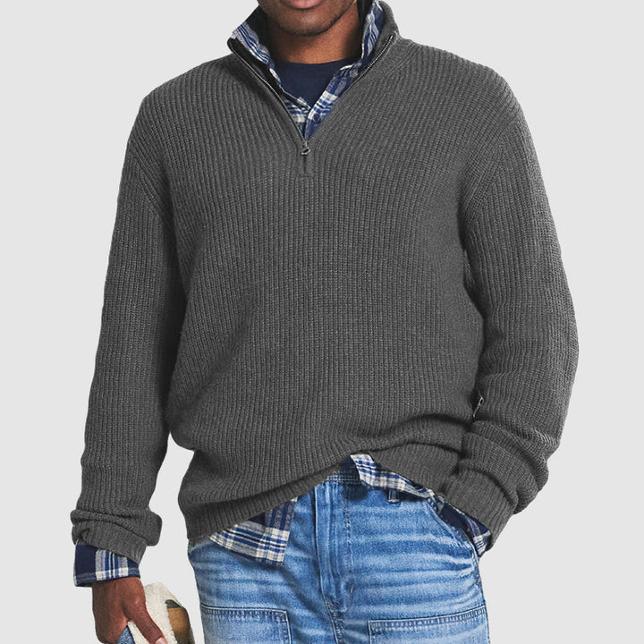 Ivan | Quarter Zip Sweater Ribbed Collared Wool Blend