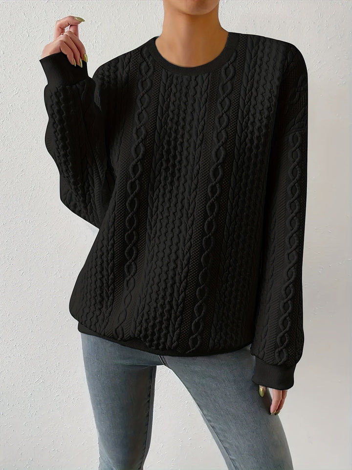 Womens oversized cable knit sweatshirt, view 7