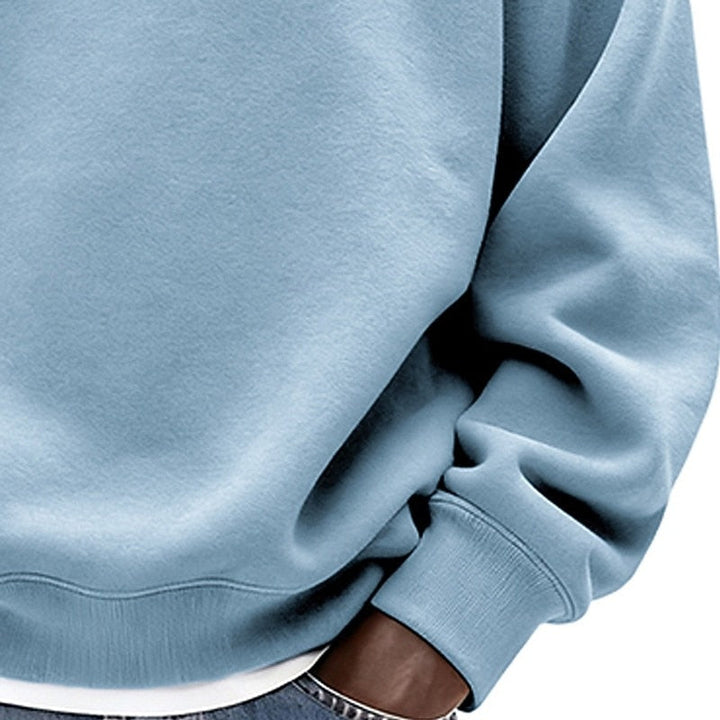Mens classic crew neck sweatshirt light blue sleeve detail