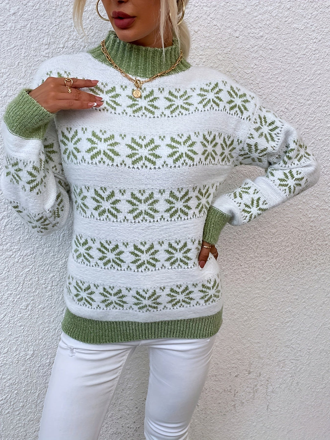 Womens fair isle turtleneck christmas sweater
