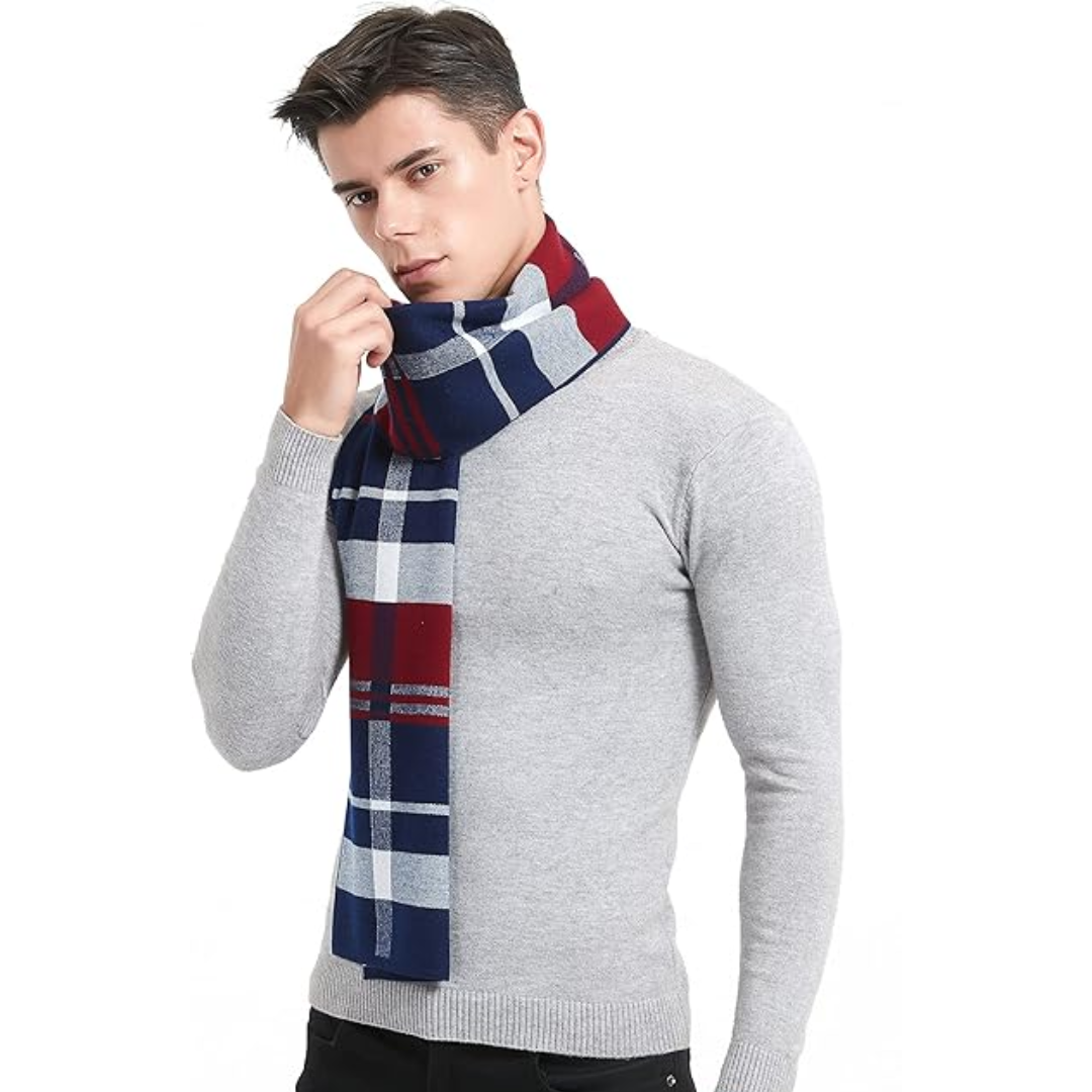 Mens plaid winter scarf, view 3