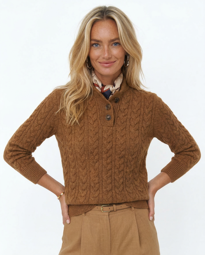 Jade | Cable Knit Button Wool Sweater