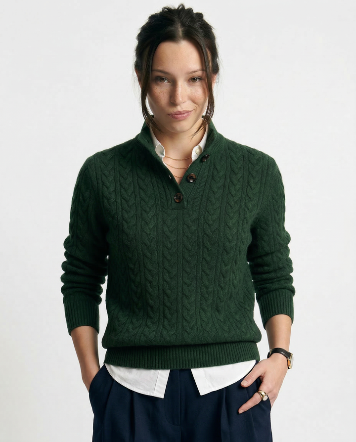 Jade | Cable Knit Button Wool Sweater