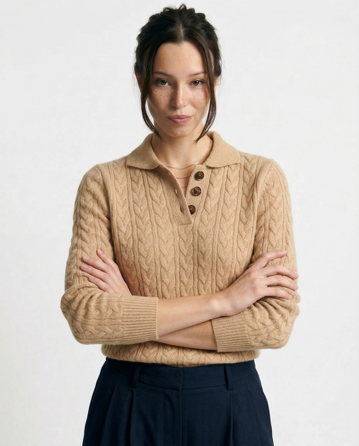 Jade | Cable Knit Button Wool Sweater