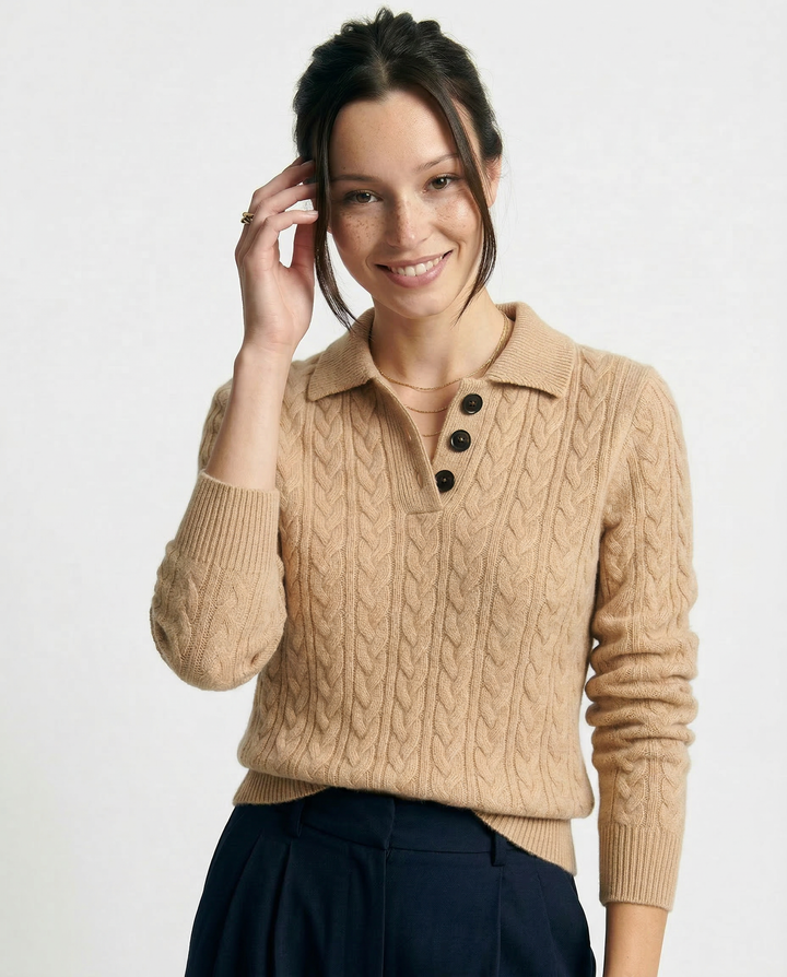 Jade | Cable Knit Button Wool Sweater