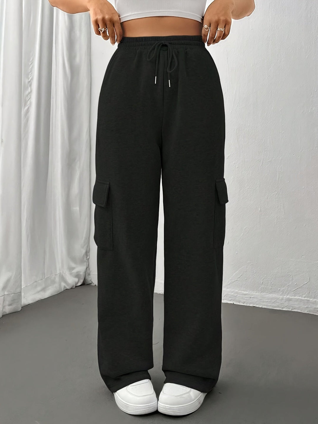 Sutton | Relaxed Fit Fleece Cargo Sweatpants Wide Leg