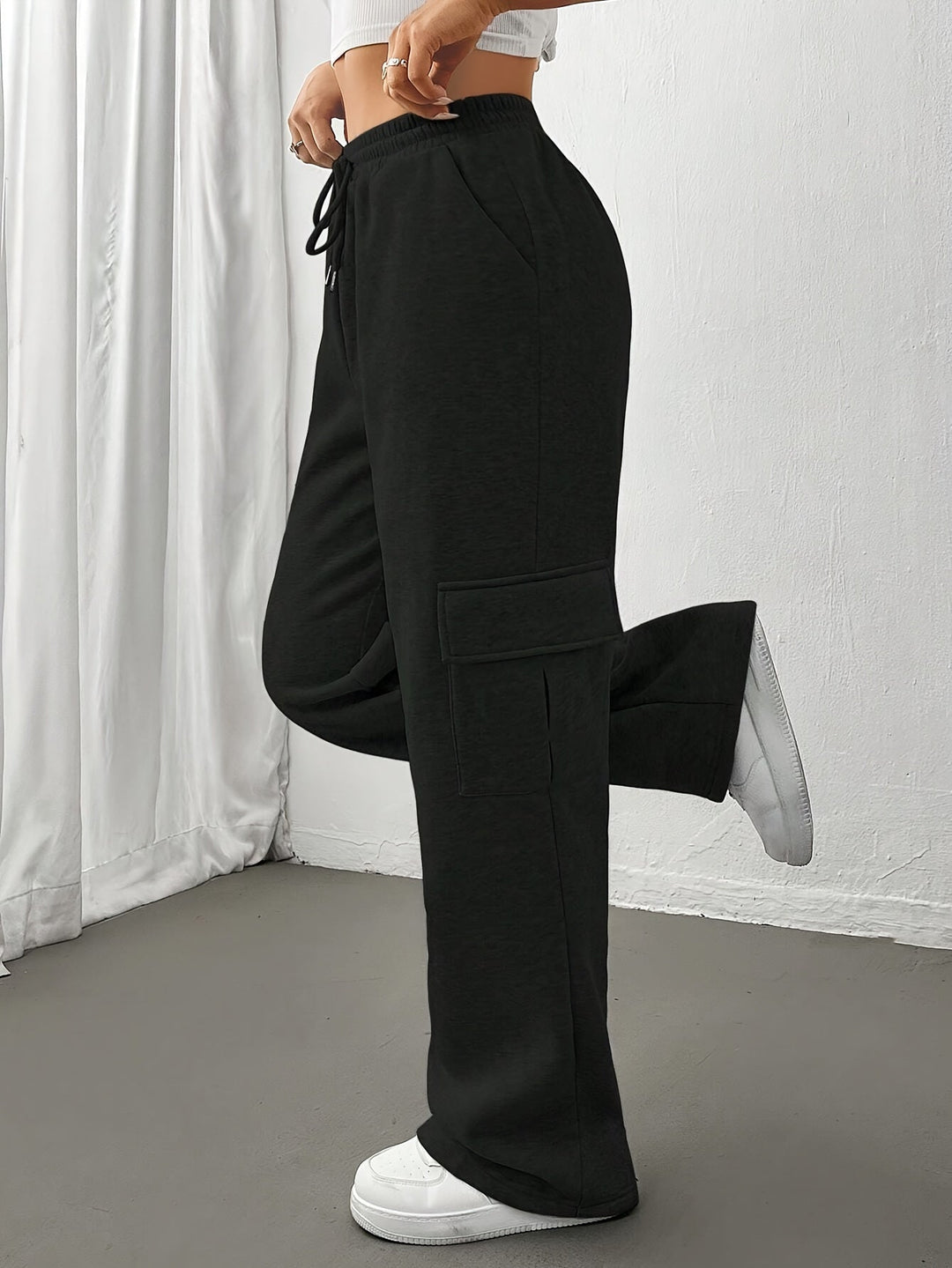 Sutton | Relaxed Fit Fleece Cargo Sweatpants Wide Leg