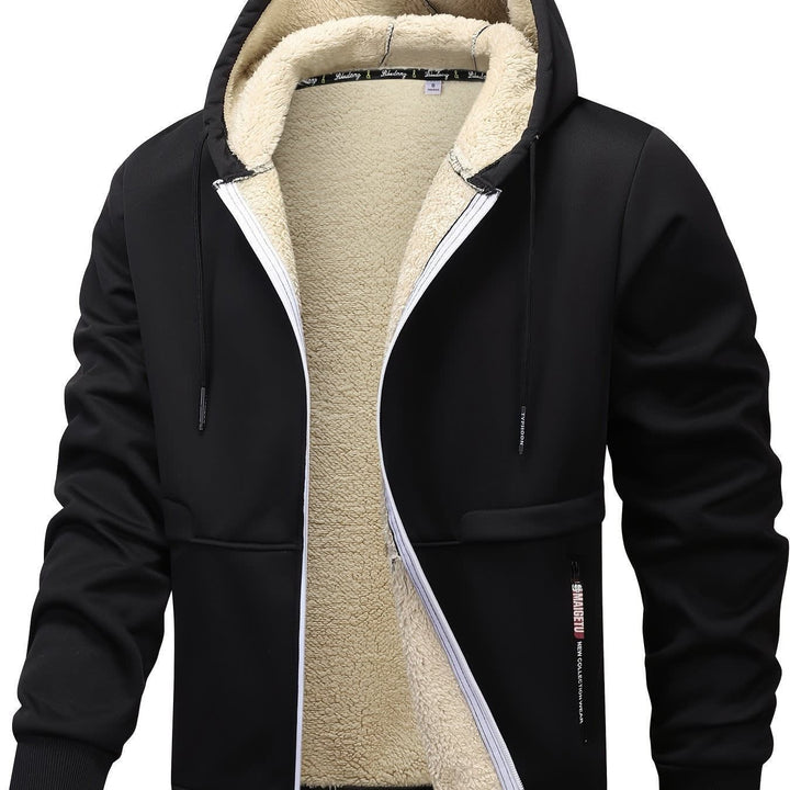 Mens sherpa lined zip-up hoodie, view 1