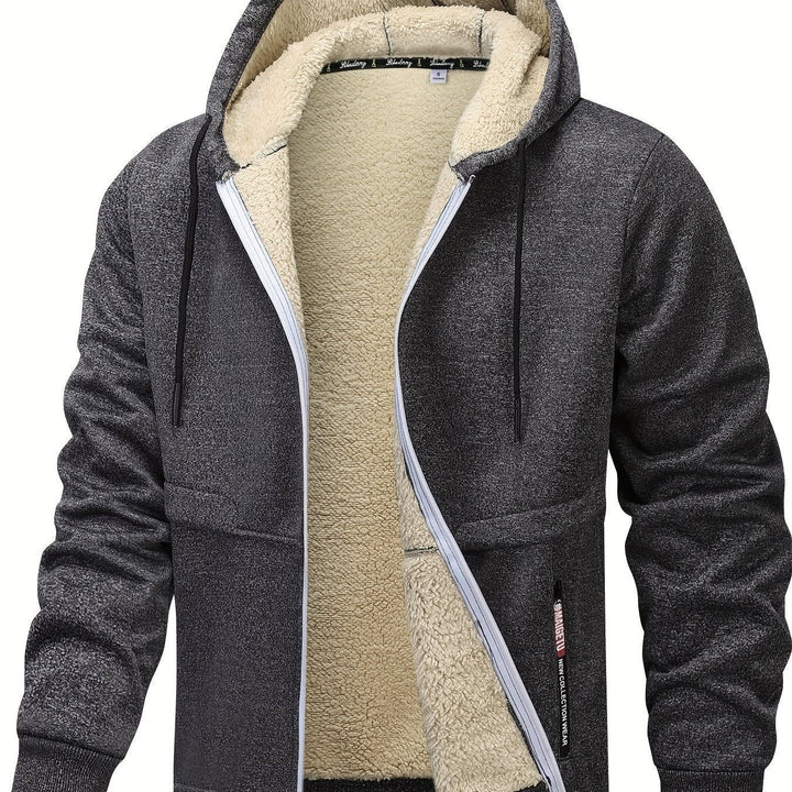 Mens sherpa lined zip-up hoodie, view 2