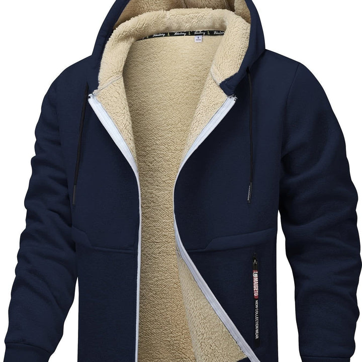 Mens sherpa lined zip-up hoodie, view 3