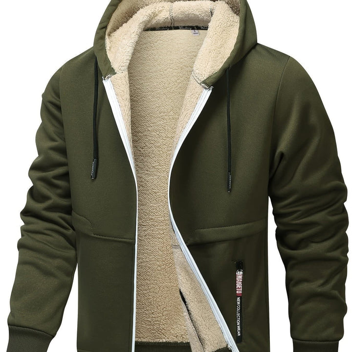 Mens sherpa lined zip-up hoodie, view 4