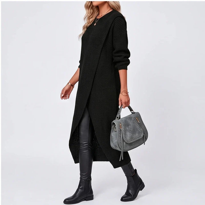 Skylar | Waffle Knit Asymmetrical Wrap Tunic Sweater