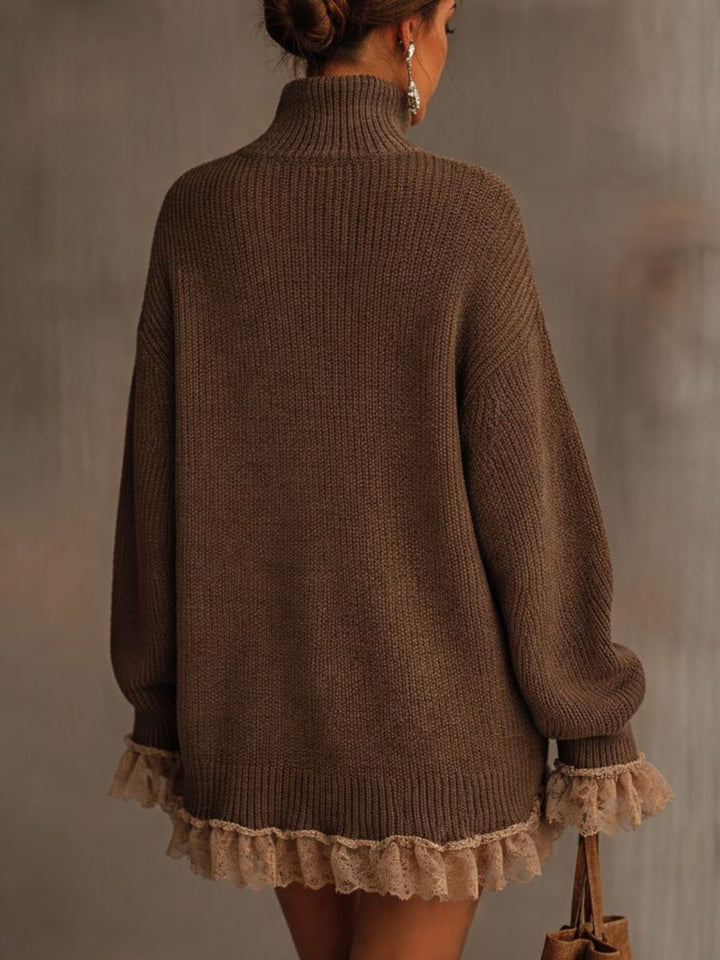 Mila womens oversized turtleneck sweater dress