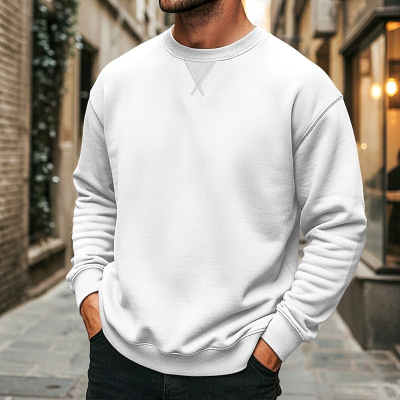 Mens classic crew neck sweatshirt in white
