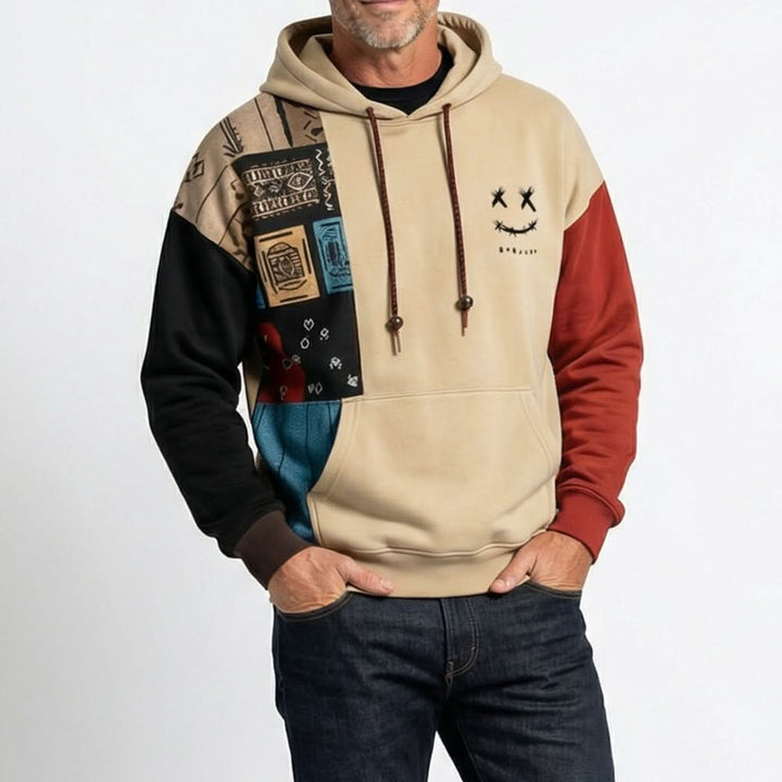 Mens patchwork graphic hoodie