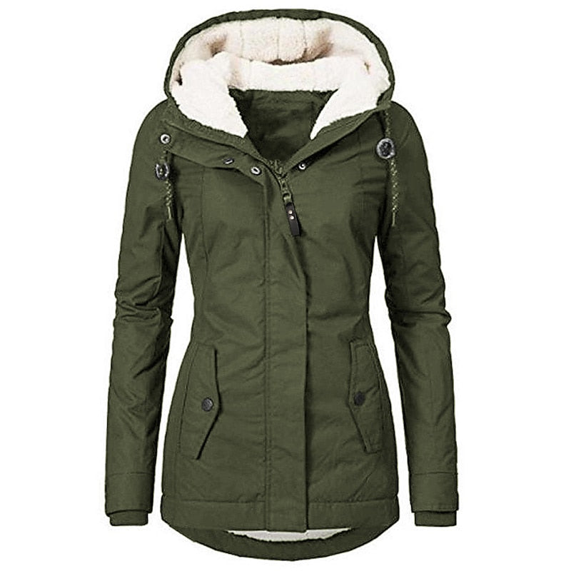 Holly | Zip Hooded Faux Fur Lined Jacket