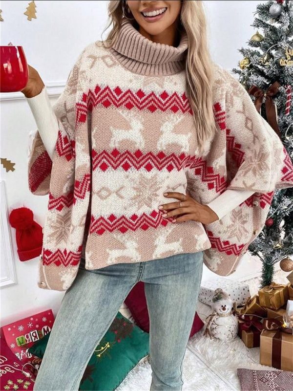 Womens fair isle oversized turtleneck christmas sweater