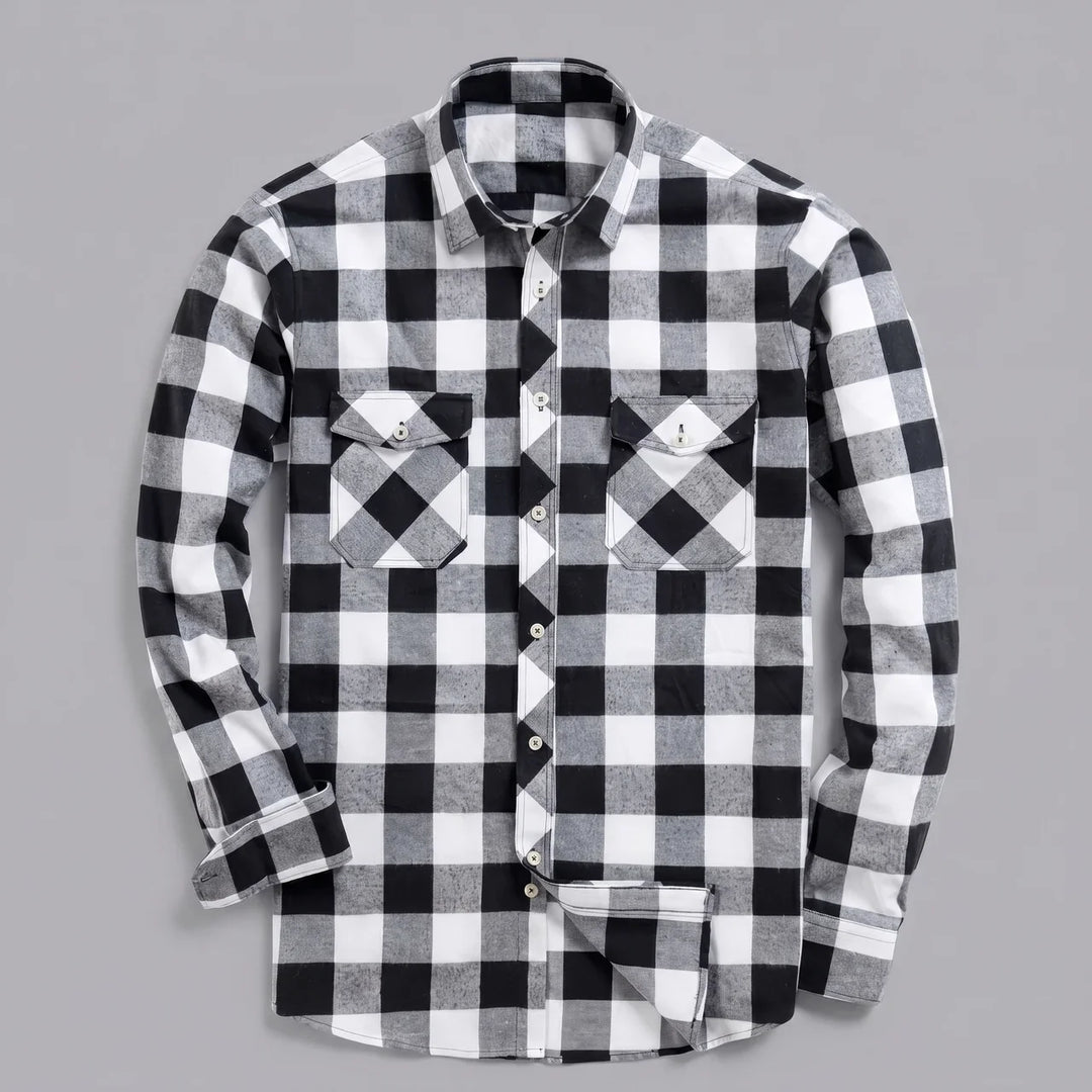 Mens buffalo check flannel shirt, view 1